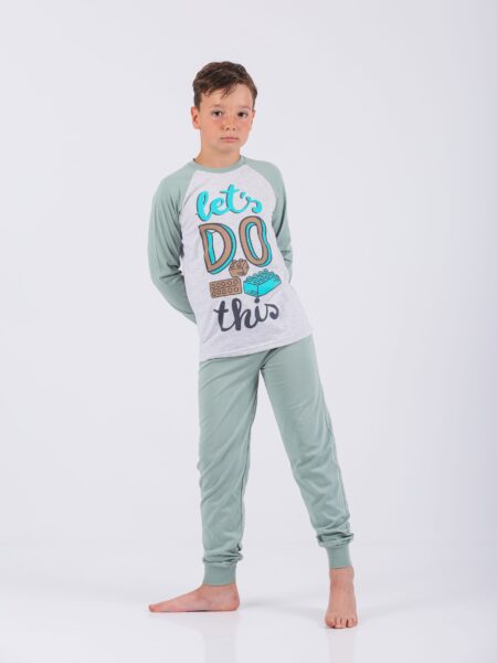 Dečija muška pidžama 519 Art.519-1 sa lego štampom, 100% pamuk