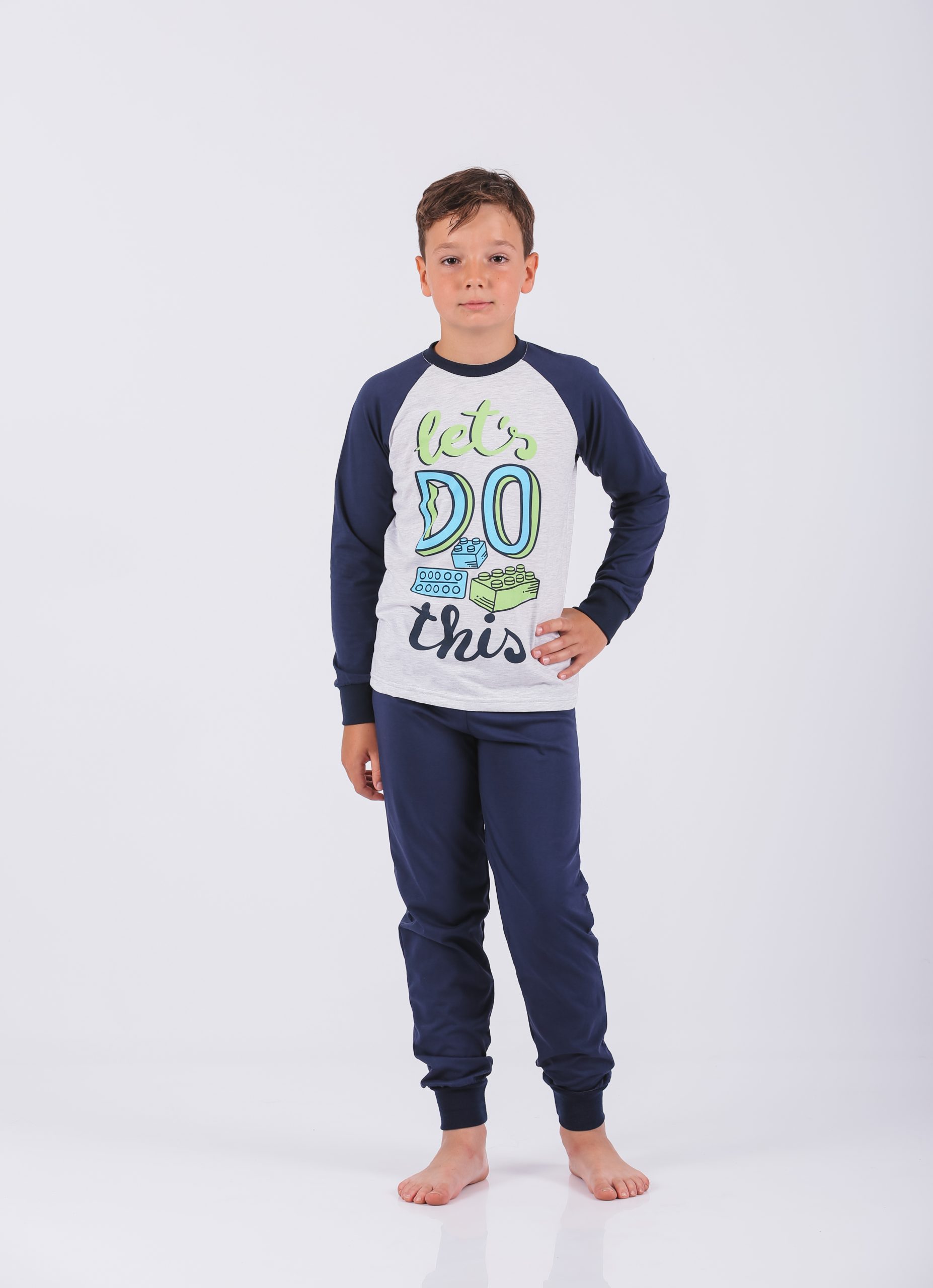 Dečija muška pidžama 519 Art.519-2 sa lego štampom, 100% pamuk