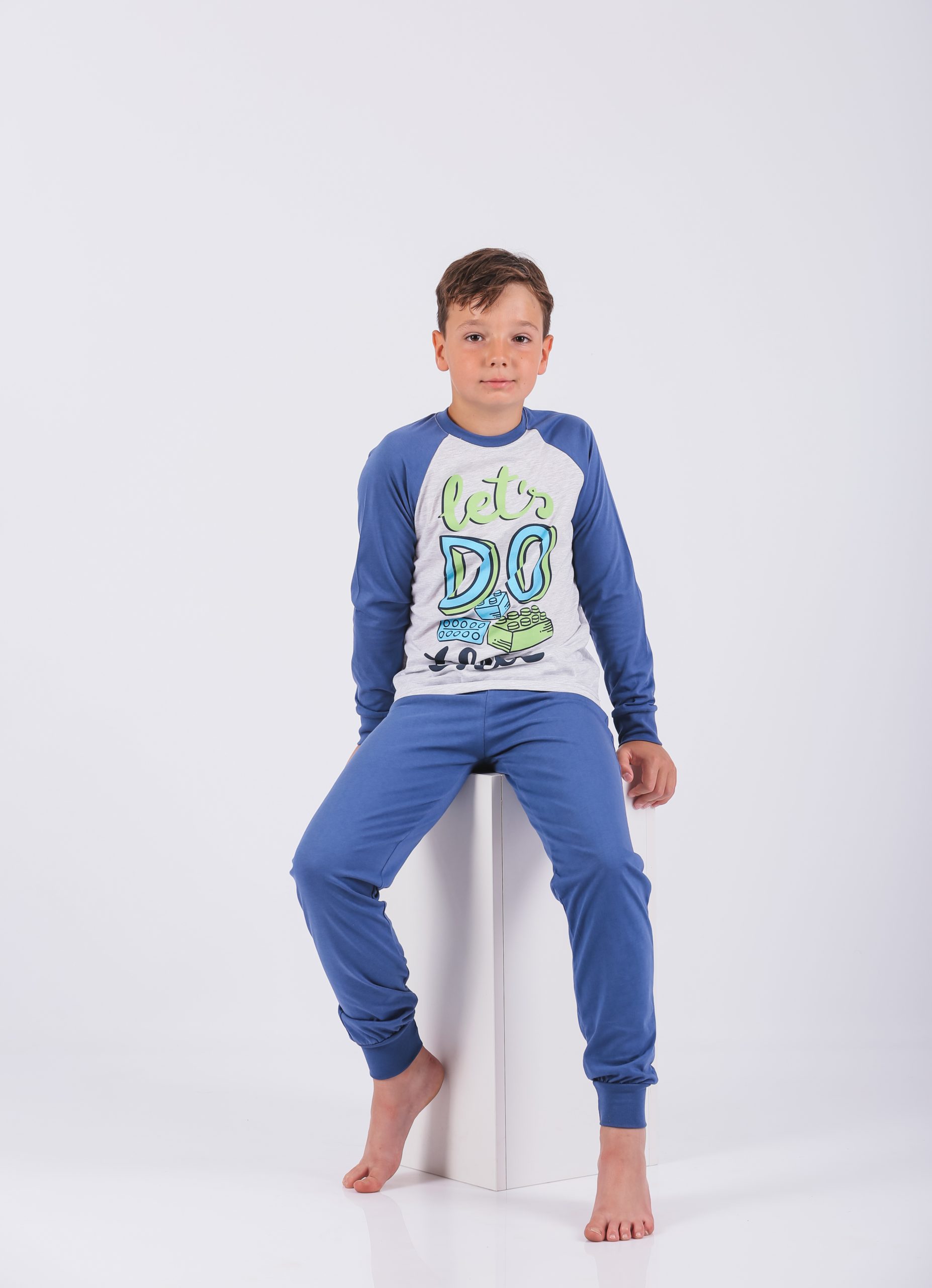 Dečija muška pidžama 519 Art.519-3 sa lego štampom, 100% pamuk