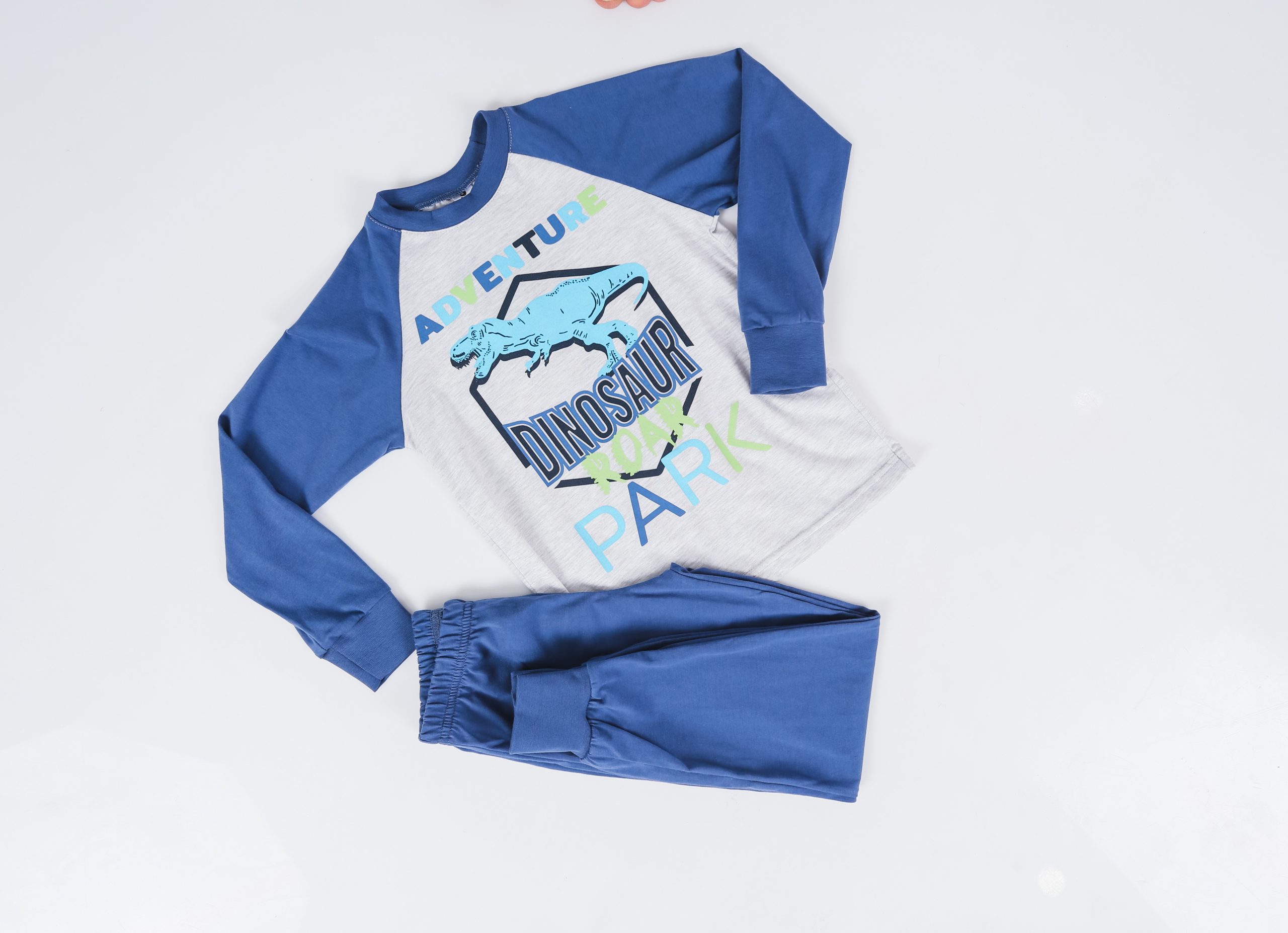 Dečija muška pidžama 519 Art.519-3 sa dino štampom, 100% pamuk