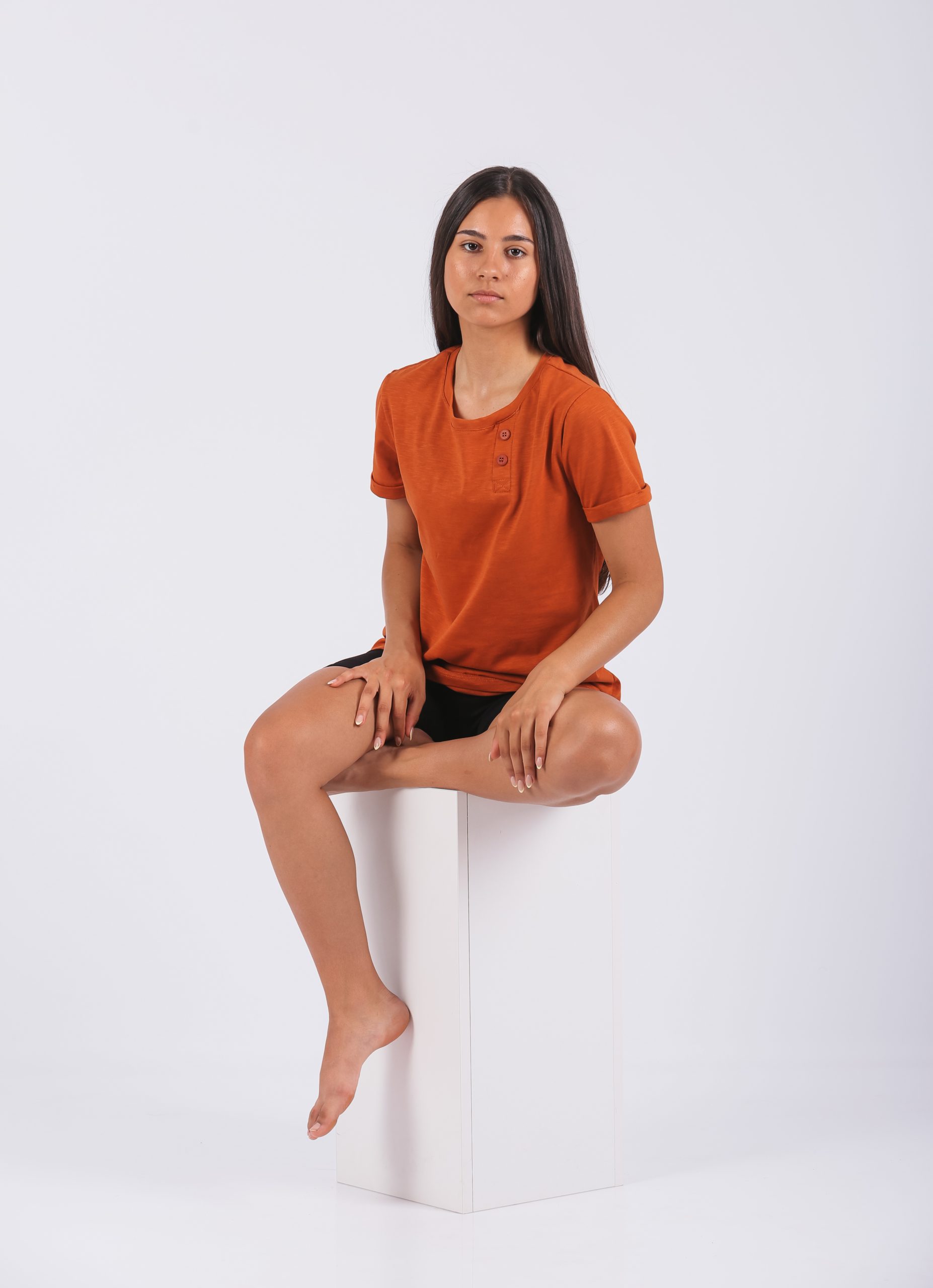 Ženska majica Sara 834, 100% pamuk za udobnost,narandzasta boja